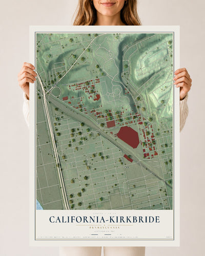 Map of California-Kirkbride, Pennsylvania, 24 x 36 inch unframed archival matte print