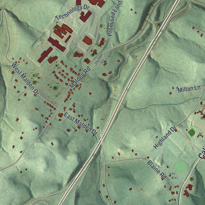 Second close-up of the map of California, Pennsylvania print showing more streets and buildings