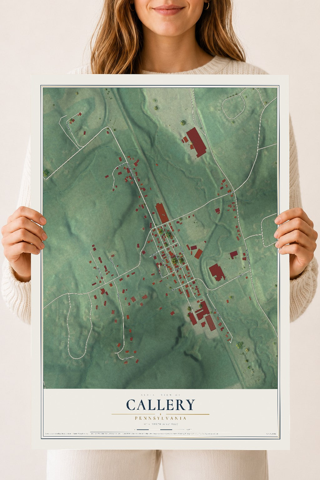 Map of Callery, Pennsylvania, 18 x 24 inch unframed archival matte print
