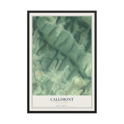 Map of Callimont, Pennsylvania, 12 x 18 inch print in a black wood frame