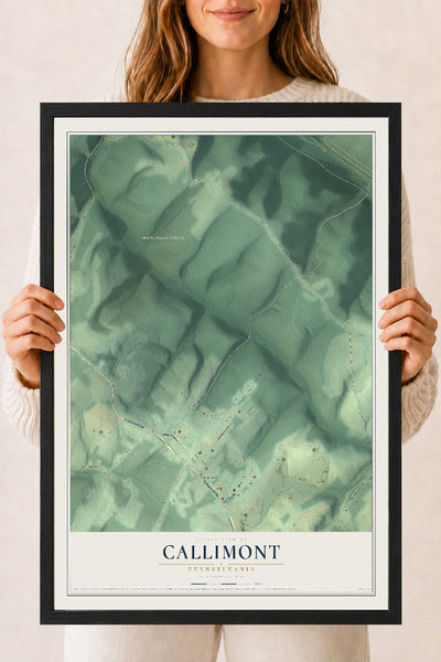 Map of Callimont, Pennsylvania, 18 x 24 inch print in a black wood frame