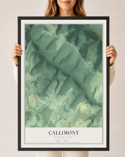 Map of Callimont, Pennsylvania, 24 x 36 inch print in a black wood frame