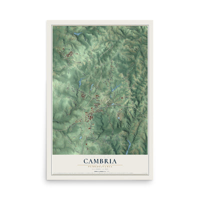 Map of Cambria, Pennsylvania, 12 x 18 inch unframed archival matte print