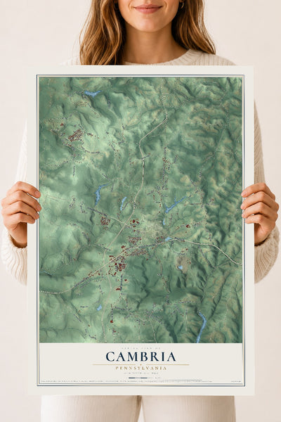 Map of Cambria, Pennsylvania, 18 x 24 inch unframed archival matte print