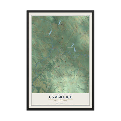 Map of Cambridge, Pennsylvania, 12 x 18 inch print in a black wood frame