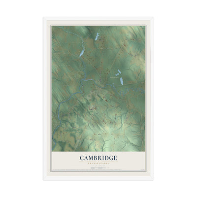 Map of Cambridge, Pennsylvania, 12 x 18 inch print in a white wood frame