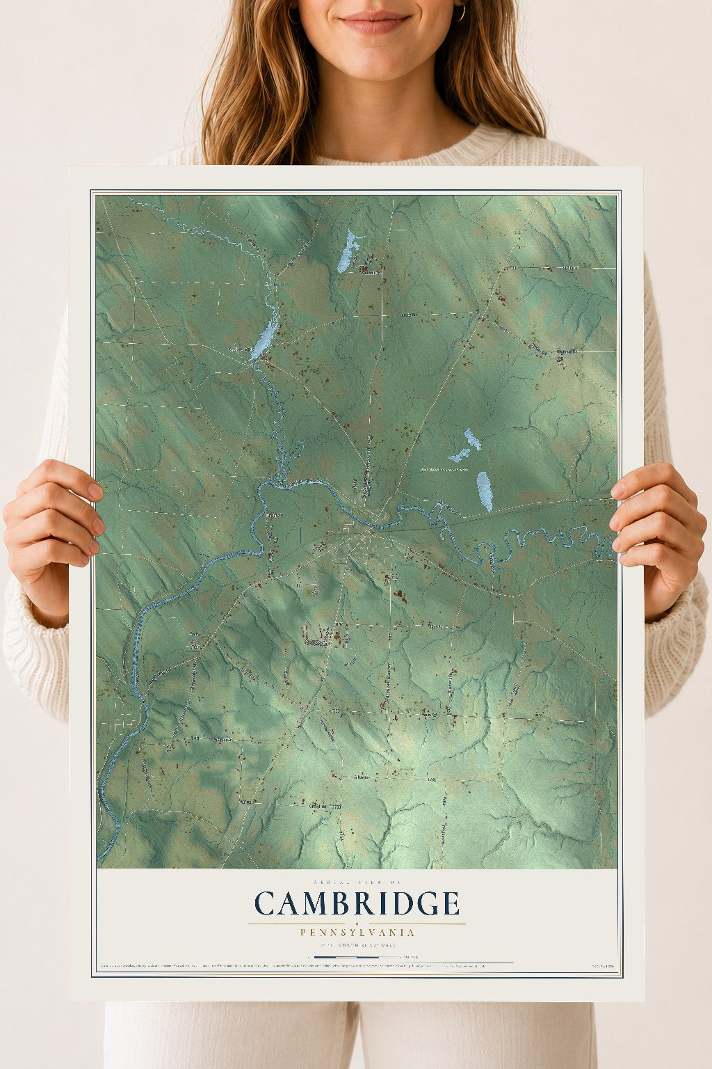 Map of Cambridge, Pennsylvania, 18 x 24 inch unframed archival matte print