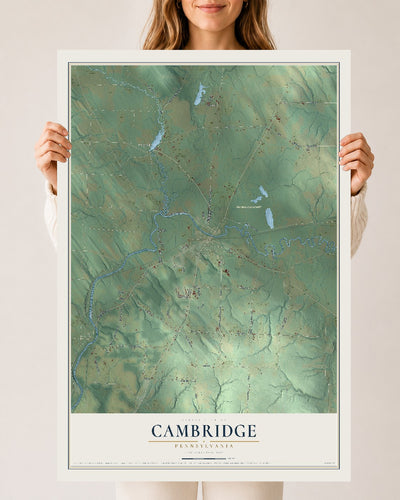 Map of Cambridge, Pennsylvania, 24 x 36 inch unframed archival matte print