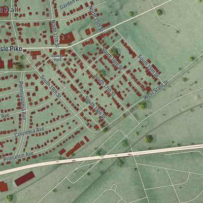 Second close-up of the map of Camp Hill, Pennsylvania print showing more streets and buildings
