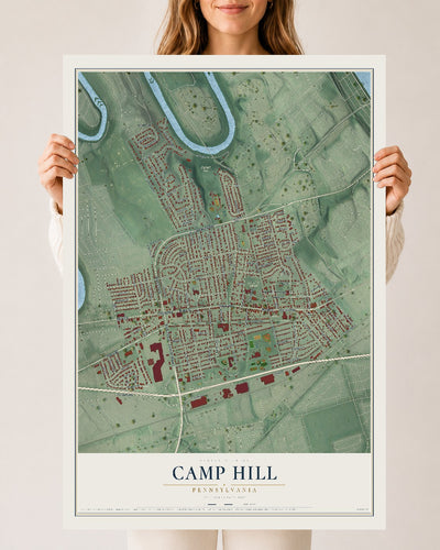 Map of Camp Hill, Pennsylvania, 24 x 36 inch unframed archival matte print