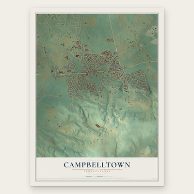 Campbelltown, Pennsylvania map print, the full design
