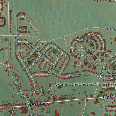 Close-up of the map of Campbelltown, Pennsylvania print showing street and building detail