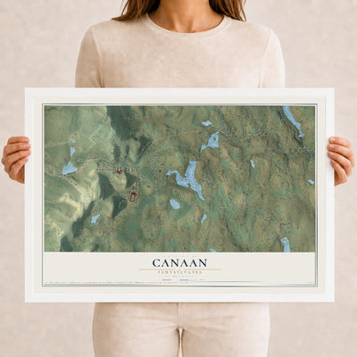 Map of Canaan, Pennsylvania, 12 x 18 inch print in a white wood frame
