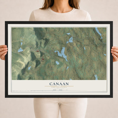 Map of Canaan, Pennsylvania, 18 x 24 inch print in a black wood frame