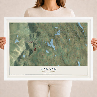 Map of Canaan, Pennsylvania, 18 x 24 inch print in a white wood frame