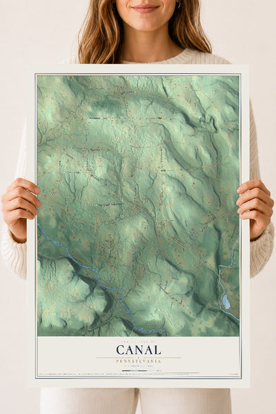 Map of Canal, Pennsylvania, 18 x 24 inch unframed archival matte print