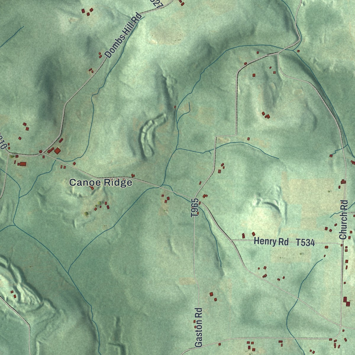 Close-up of the map of Canoe, Pennsylvania print showing street and building detail