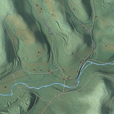 Second close-up of the map of Canoe, Pennsylvania print showing more streets and buildings
