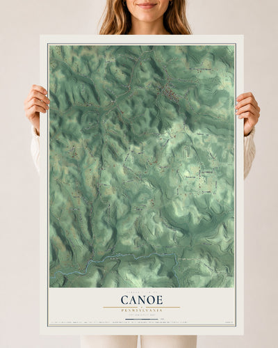 Map of Canoe, Pennsylvania, 24 x 36 inch unframed archival matte print