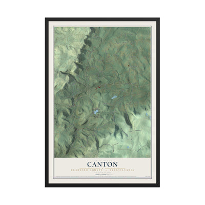 Map of Canton, Bradford County, Pennsylvania, 12 x 18 inch print in a black wood frame