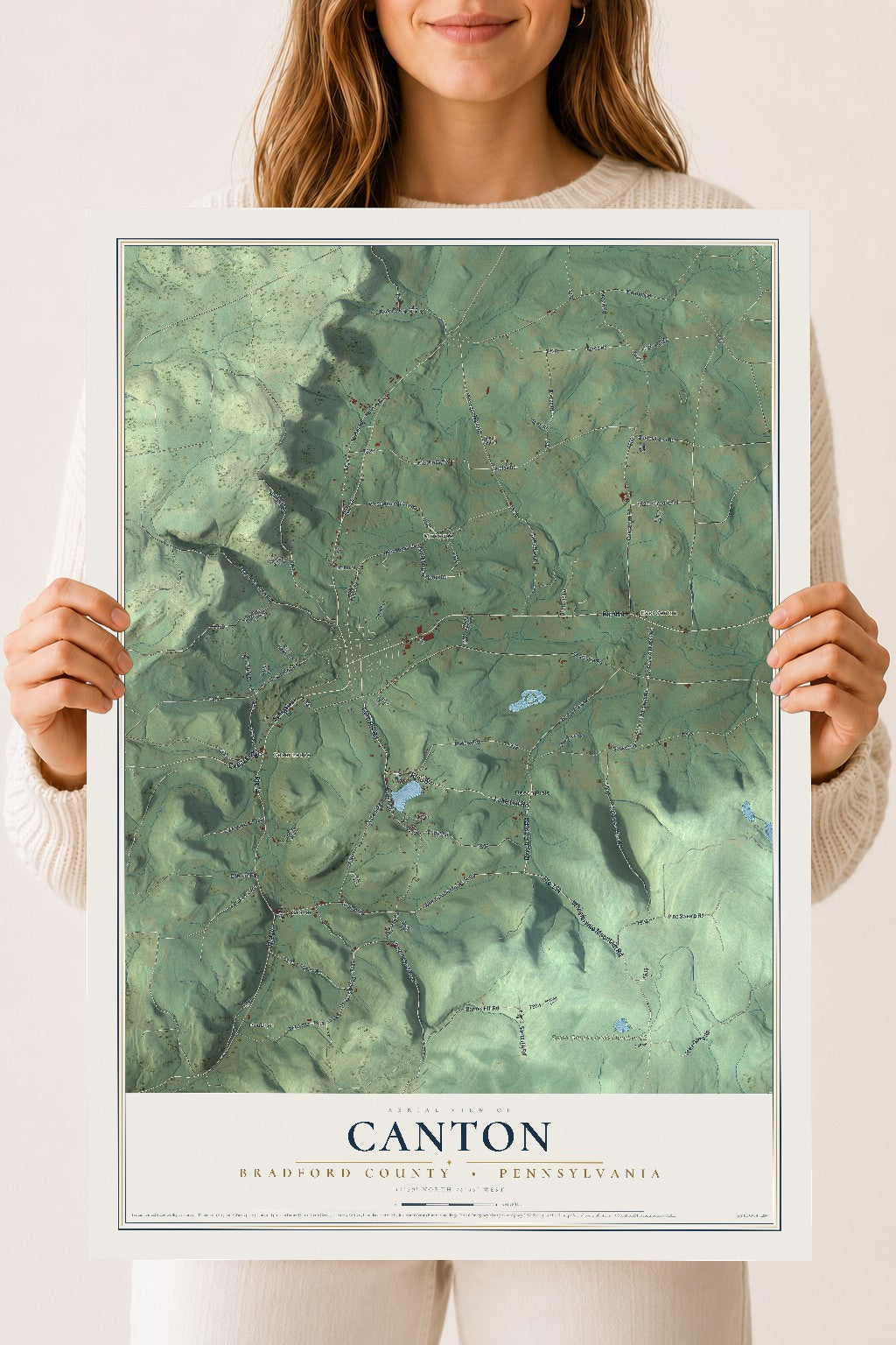 Map of Canton, Bradford County, Pennsylvania, 18 x 24 inch unframed archival matte print