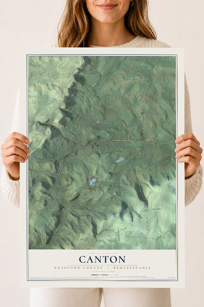 Map of Canton, Bradford County, Pennsylvania, 18 x 24 inch unframed archival matte print