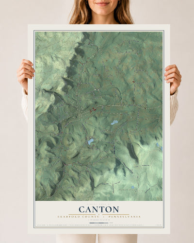 Map of Canton, Bradford County, Pennsylvania, 24 x 36 inch unframed archival matte print