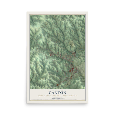 Map of Canton, Washington County, Pennsylvania, 12 x 18 inch unframed archival matte print