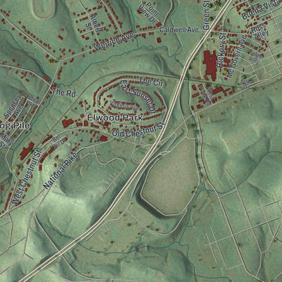 Second close-up of the map of Canton, Washington County, Pennsylvania print showing more streets and buildings