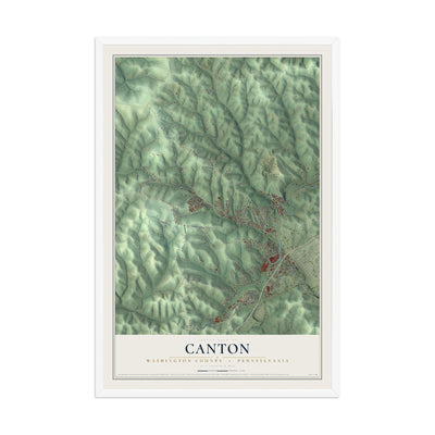 Map of Canton, Washington County, Pennsylvania, 12 x 18 inch print in a white wood frame