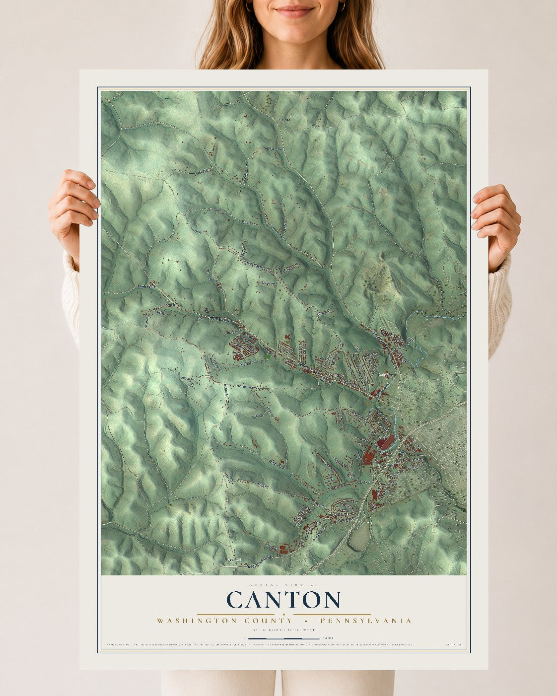 Map of Canton, Washington County, Pennsylvania, 24 x 36 inch unframed archival matte print