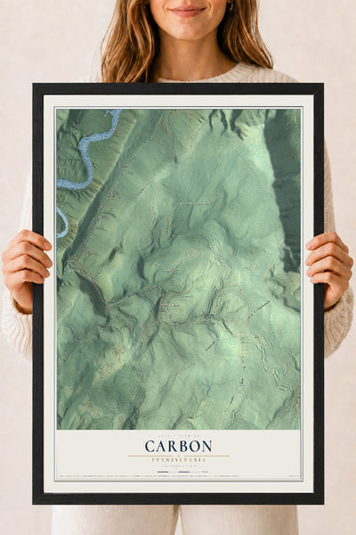 Map of Carbon, Pennsylvania, 18 x 24 inch print in a black wood frame