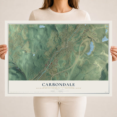 Map of Carbondale, Lackawanna County, Pennsylvania, 18 x 24 inch unframed archival matte print