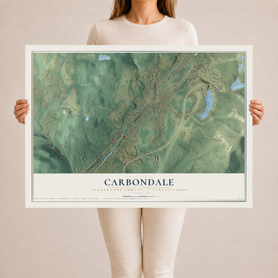 Map of Carbondale, Lackawanna County, Pennsylvania, 24 x 36 inch unframed archival matte print