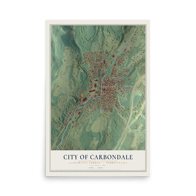 Map of the City of Carbondale, Lackawanna County, Pennsylvania, 12 x 18 inch unframed archival matte print