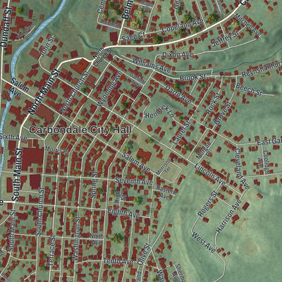 Close-up of the map of the City of Carbondale, Lackawanna County, Pennsylvania print showing street and building detail