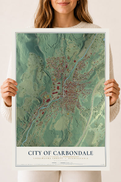 Map of the City of Carbondale, Lackawanna County, Pennsylvania, 18 x 24 inch unframed archival matte print