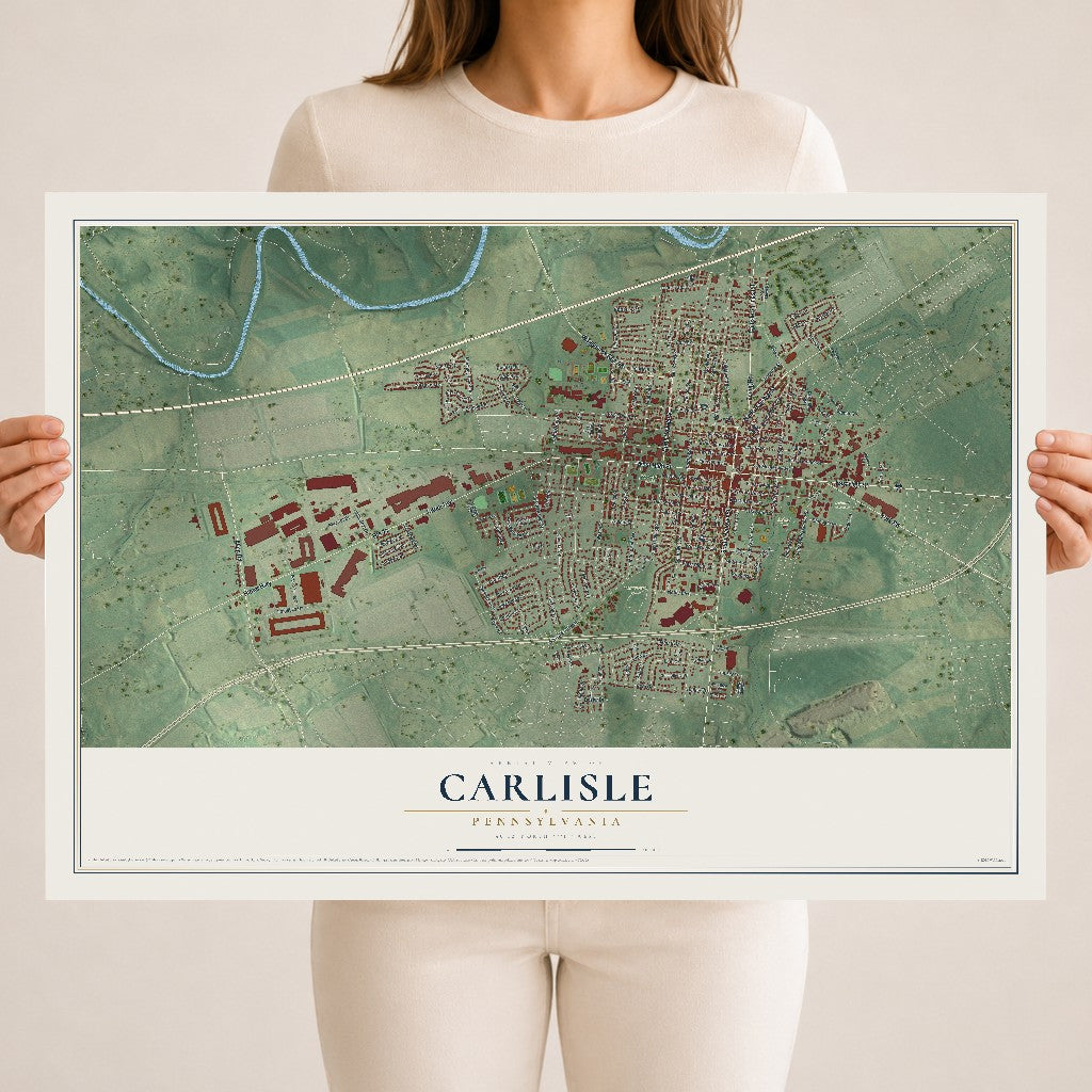 Map of Carlisle, Pennsylvania, 18 x 24 inch unframed archival matte print