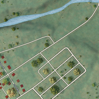 Second close-up of the map of Carmichaels, Pennsylvania print showing more streets and buildings