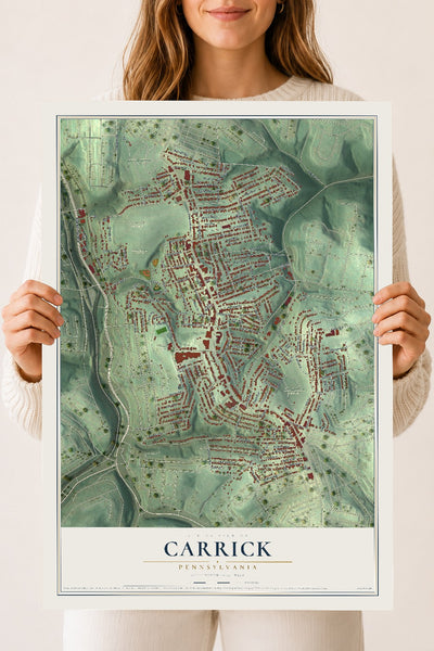 Map of Carrick, Pennsylvania, 18 x 24 inch unframed archival matte print