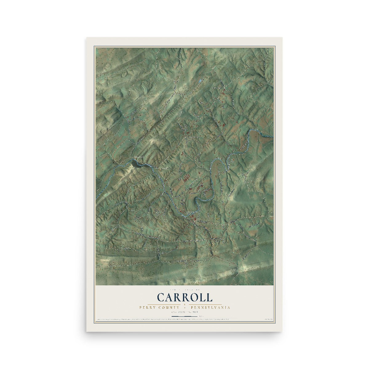 Map of Carroll, Perry County, Pennsylvania, 12 x 18 inch unframed archival matte print