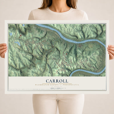 Map of Carroll, Washington County, Pennsylvania, 18 x 24 inch unframed archival matte print