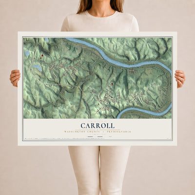 Map of Carroll, Washington County, Pennsylvania, 24 x 36 inch unframed archival matte print