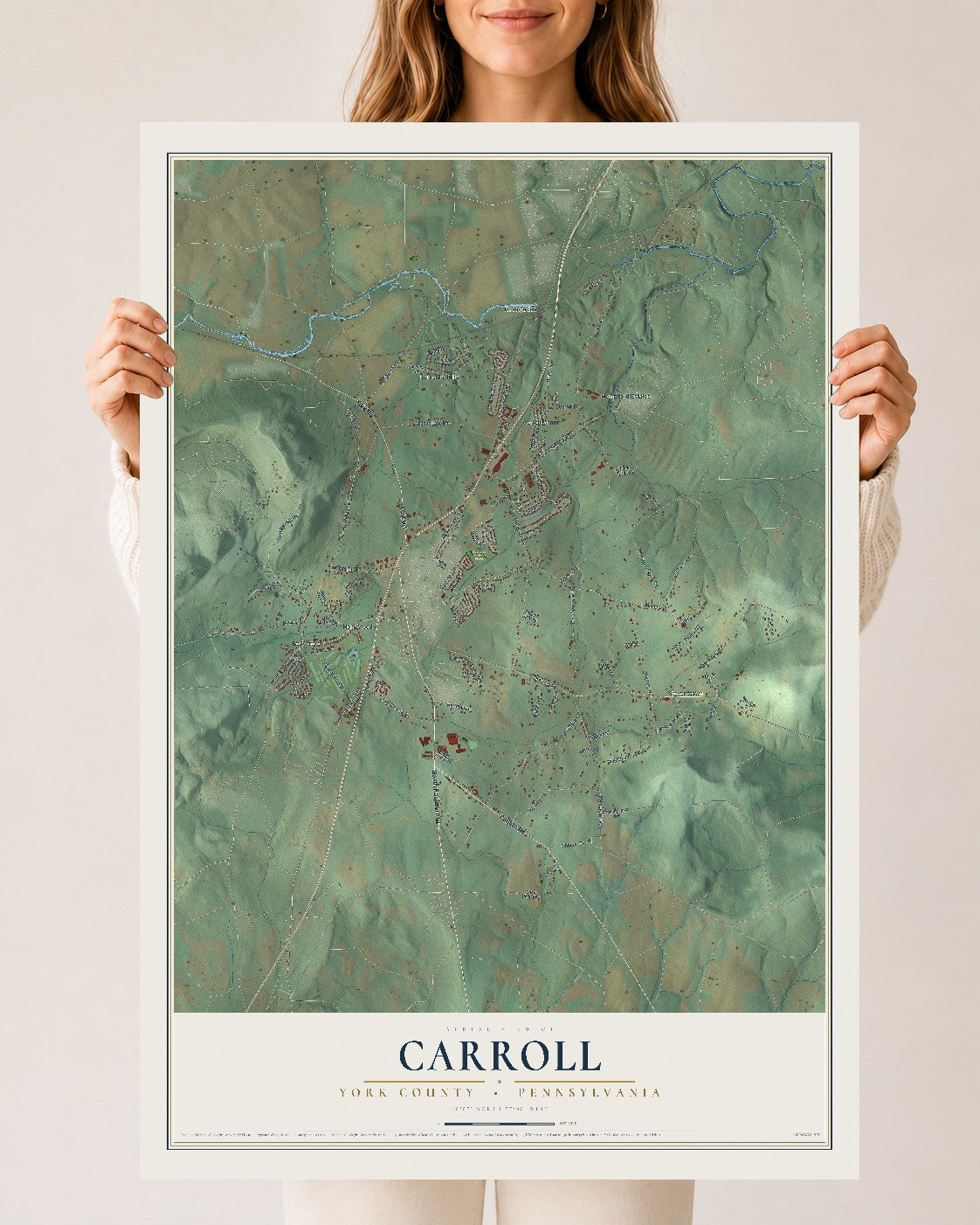 Map of Carroll, York County, Pennsylvania, 24 x 36 inch unframed archival matte print