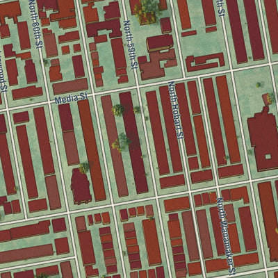 Close-up of the map of Carroll Park, Pennsylvania print showing street and building detail