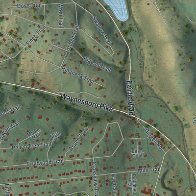 Second close-up of the map of Carroll Valley, Pennsylvania print showing more streets and buildings