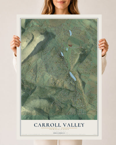 Map of Carroll Valley, Pennsylvania, 24 x 36 inch unframed archival matte print