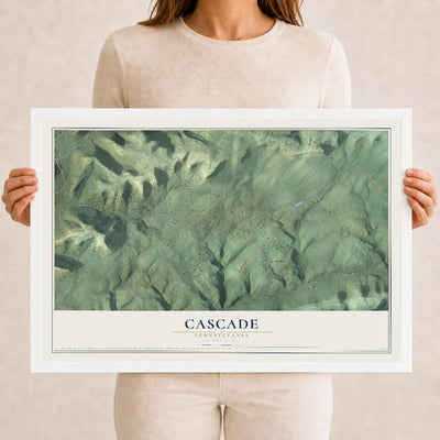 Map of Cascade, Pennsylvania, 12 x 18 inch print in a white wood frame