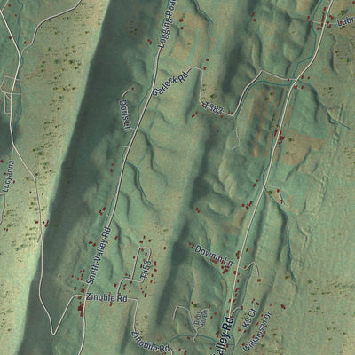 Close-up of the map of Cass, Huntingdon County, Pennsylvania print showing street and building detail