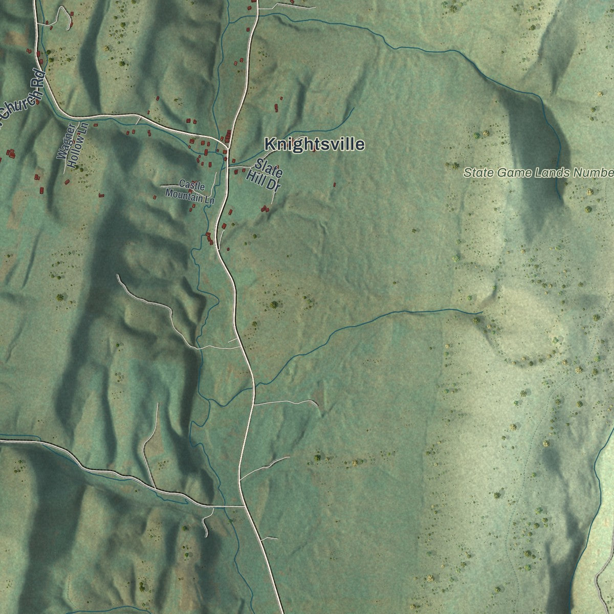 Second close-up of the map of Cass, Huntingdon County, Pennsylvania print showing more streets and buildings